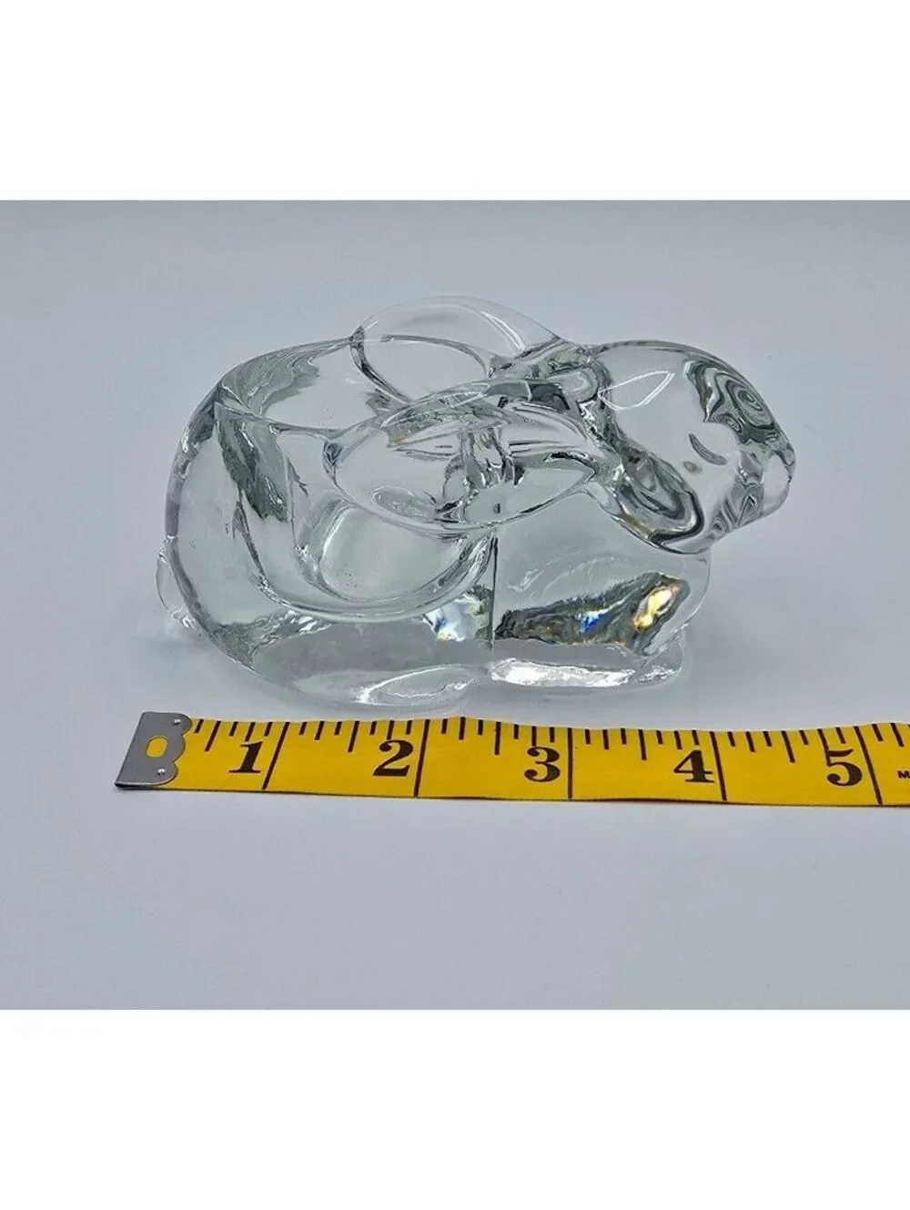 Vintage Clear Indiana Glass Bunny Rabbit Tealight Votive Candle Holder Clear